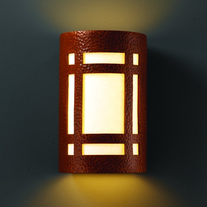 Justice Designs CER-7495W-HMCP Lantern, Hammered Copper