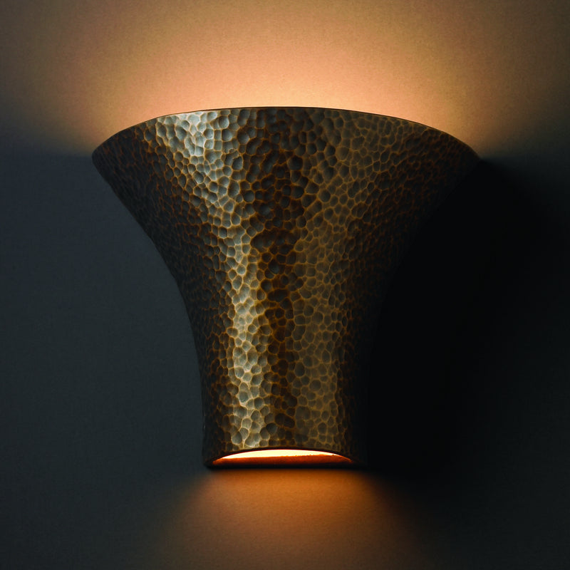Justice Designs CER-8811-HMBR Lantern, Hammered Brass