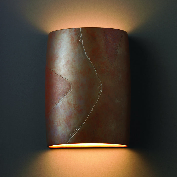 Justice Designs CER-8858-SLTR Wall Sconce, Tierra Red Slate