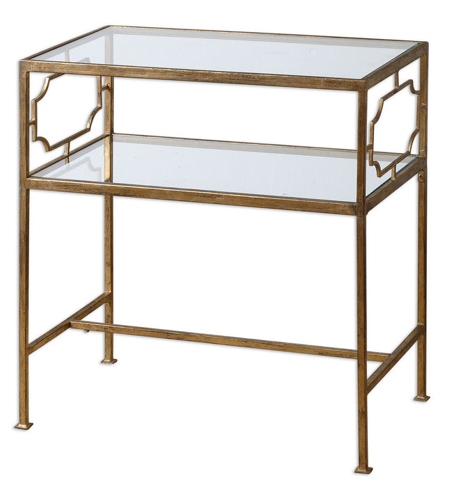 Uttermost 24335 Side Table, Gold Leafed