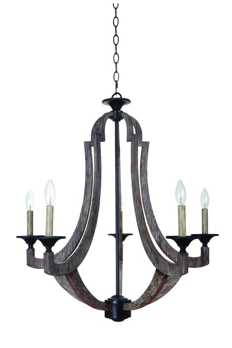 Craftmade 35125-WP Five Light Chandelier, Weathered Pine