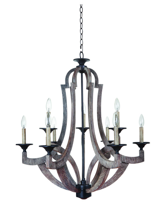 Craftmade 35129-WP Nine Light Chandelier, Weathered Pine