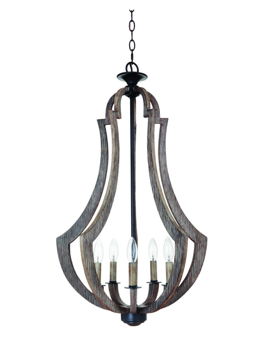 Craftmade 35135-WP Five Light Foyer Chandelier, Weathered Pine