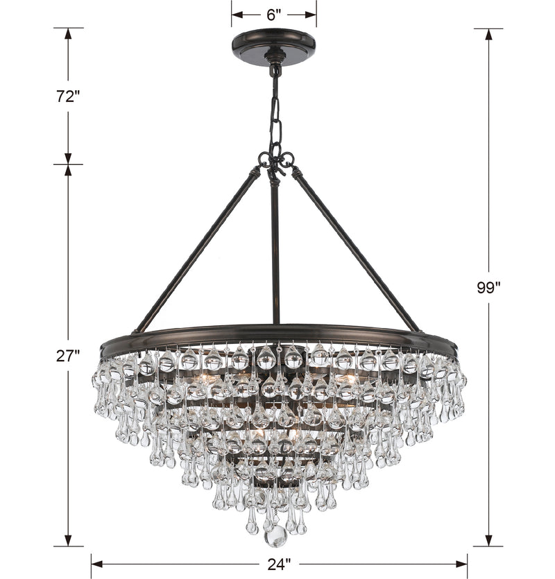 Crystorama 137-VZ Eight Light Chandelier, Vibrant Bronze