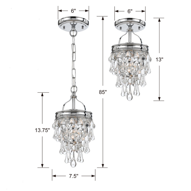 Crystorama 131-CH One Light Mini Chandelier, Polished Chrome