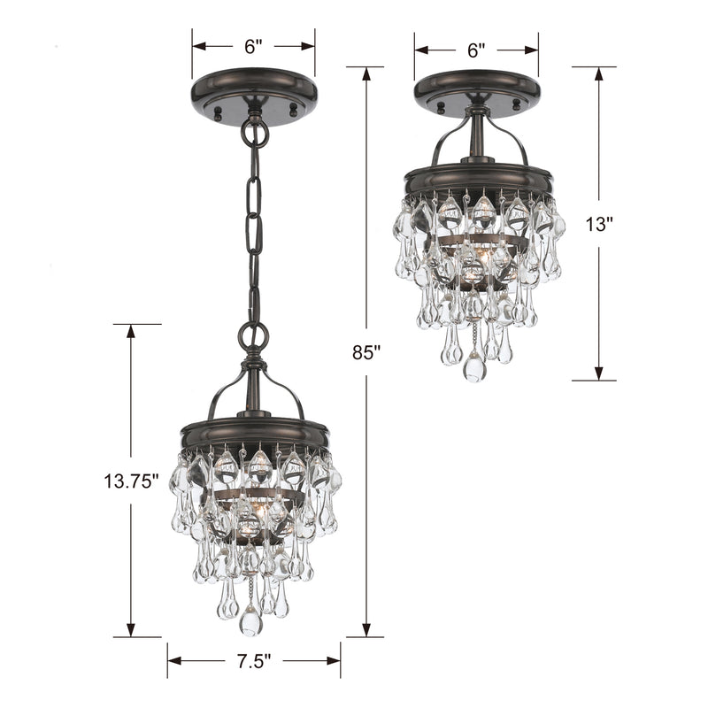 Crystorama 131-VZ One Light Mini Chandelier, Vibrant Bronze