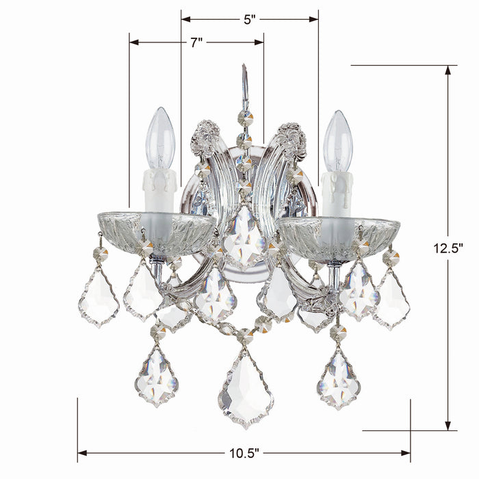 Crystorama 4472-CH-CL-MWP Two Light Wall Sconce, Polished Chrome