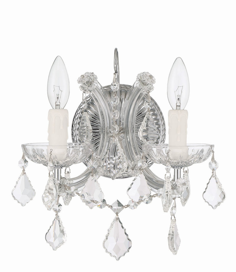 Crystorama 4472-CH-CL-MWP Two Light Wall Sconce, Polished Chrome