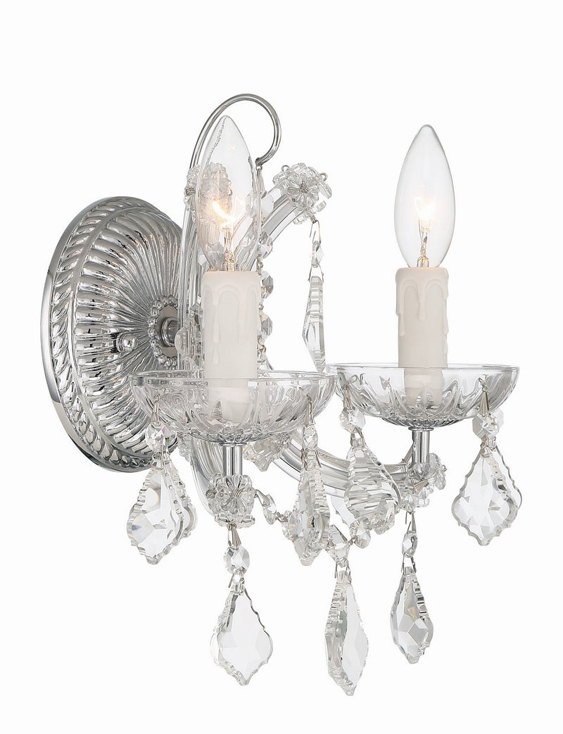 Crystorama 4472-CH-CL-MWP Two Light Wall Sconce, Polished Chrome