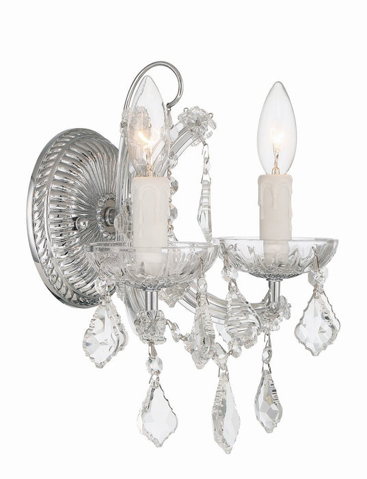 Crystorama 4472-CH-CL-MWP Two Light Wall Sconce, Polished Chrome