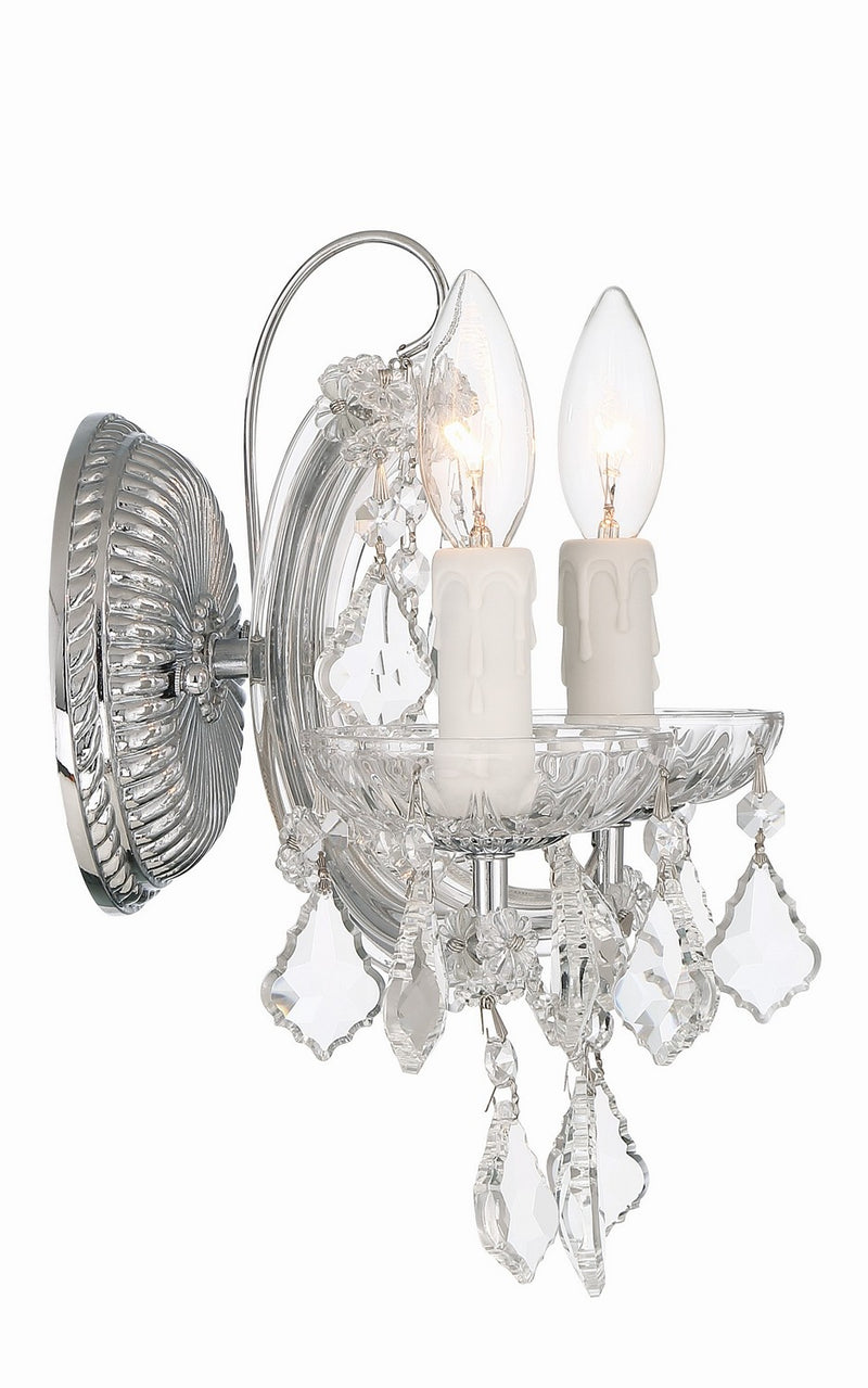 Crystorama 4472-CH-CL-MWP Two Light Wall Sconce, Polished Chrome