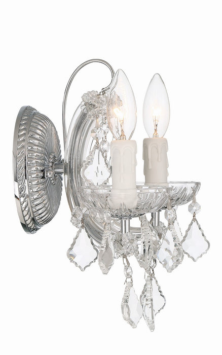 Crystorama 4472-CH-CL-MWP Two Light Wall Sconce, Polished Chrome
