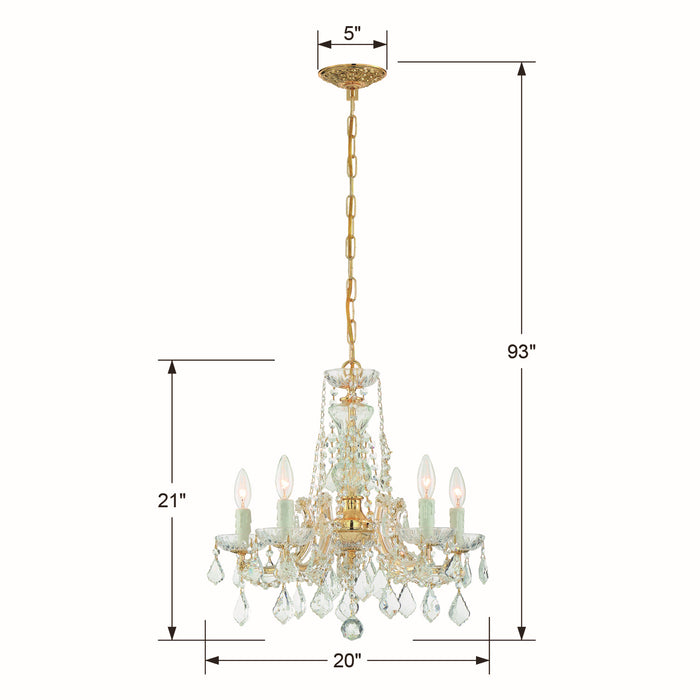 Crystorama 4476-GD-CL-MWP Five Light Mini Chandelier, Gold