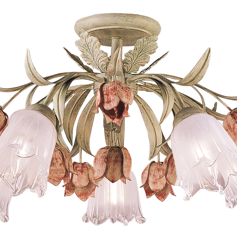 Crystorama 4800-SR Five Light Semi Flush Mount, Sage Rose