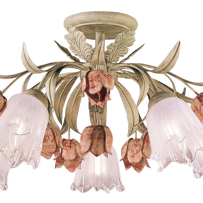 Crystorama 4800-SR Five Light Semi Flush Mount, Sage Rose