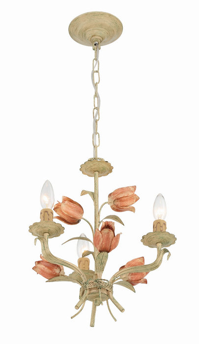 Crystorama 4803-SR Three Light Mini Chandelier, Sage Rose