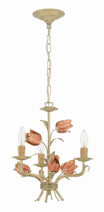 Crystorama 4803-SR Three Light Mini Chandelier, Sage Rose
