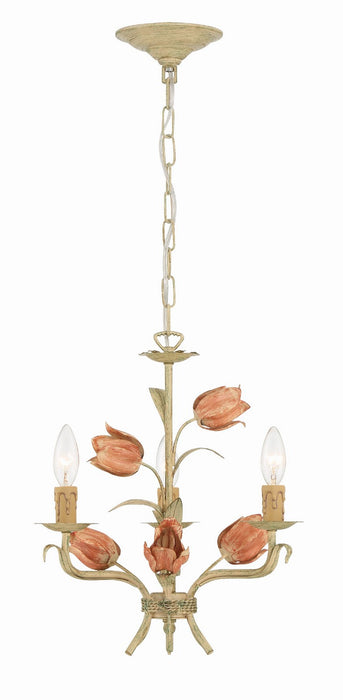 Crystorama 4803-SR Three Light Mini Chandelier, Sage Rose