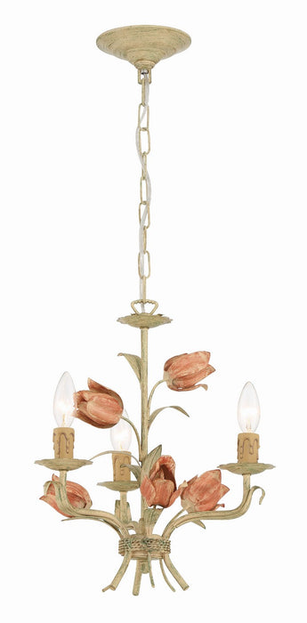 Crystorama 4803-SR Three Light Mini Chandelier, Sage Rose