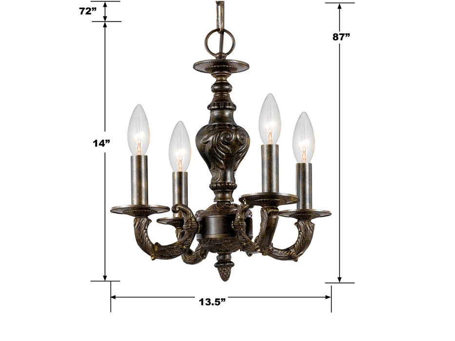 Crystorama 5124-VB Four Light Mini Chandelier, Venetian Bronze