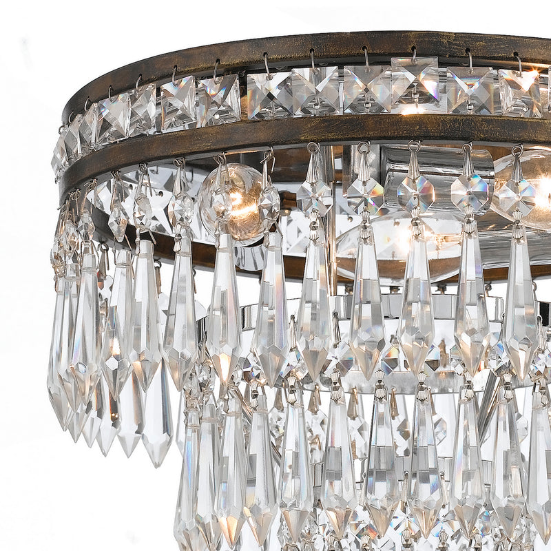 Crystorama 5260-EB-CL-MWP Three Light Flush Mount, English Bronze