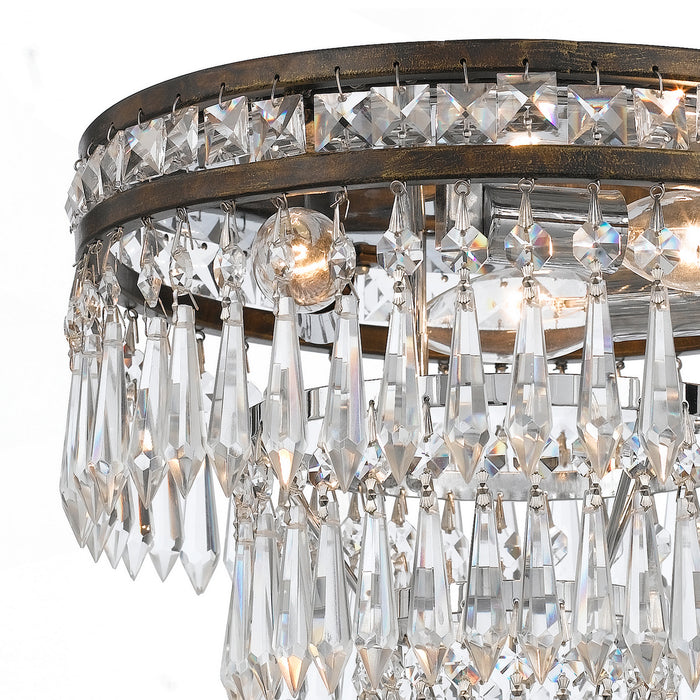 Crystorama 5260-EB-CL-MWP Three Light Flush Mount, English Bronze