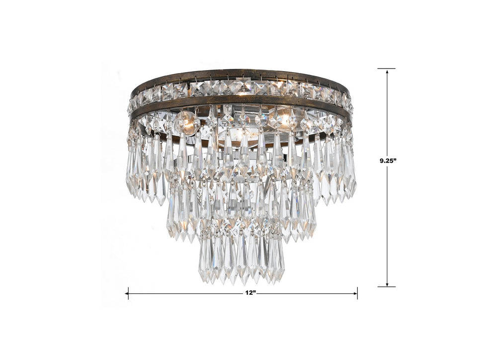 Crystorama 5260-EB-CL-MWP Three Light Flush Mount, English Bronze