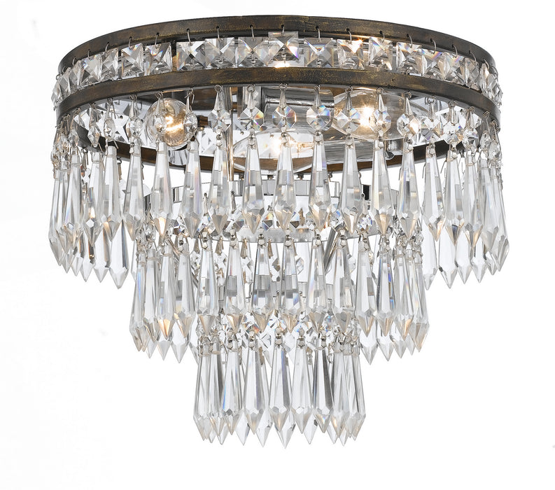 Crystorama 5260-EB-CL-MWP Three Light Flush Mount, English Bronze