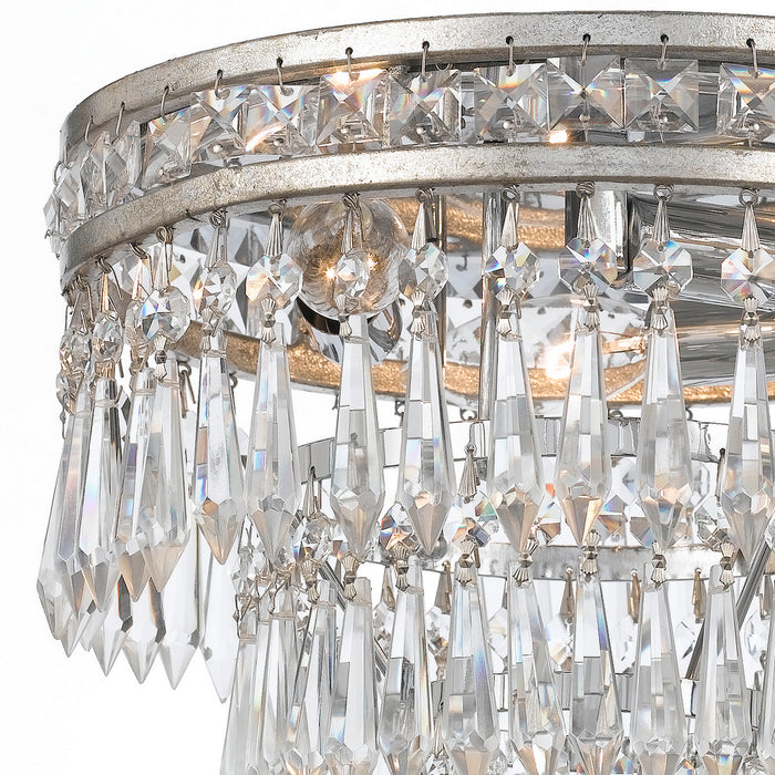 Crystorama 5260-OS-CL-MWP Three Light Flush Mount, Olde Silver