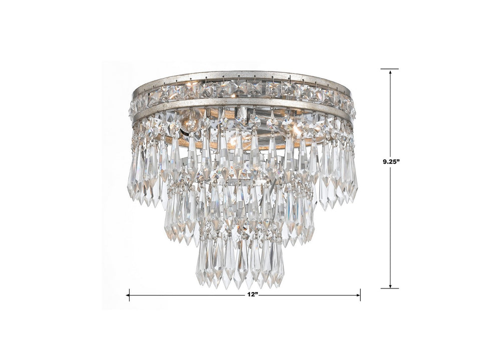 Crystorama 5260-OS-CL-MWP Three Light Flush Mount, Olde Silver
