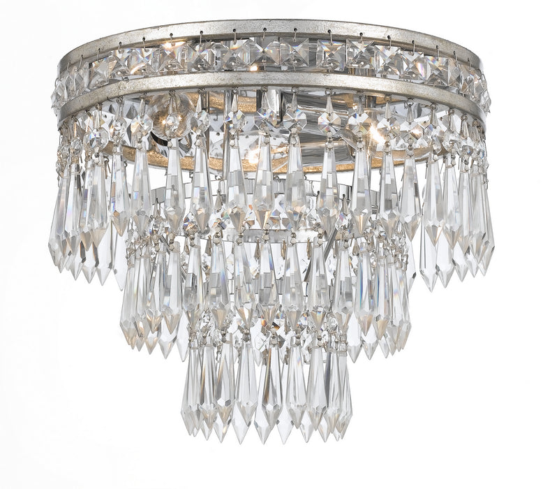 Crystorama 5260-OS-CL-MWP Three Light Flush Mount, Olde Silver