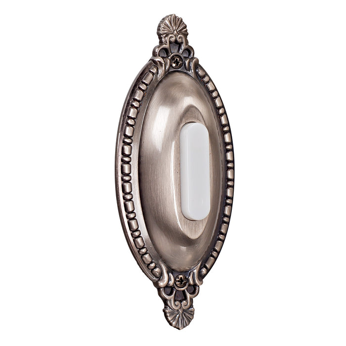 Craftmade BSOO-AP Surface Mount Oval Ornate Lighted Push Button, Antique Pewter
