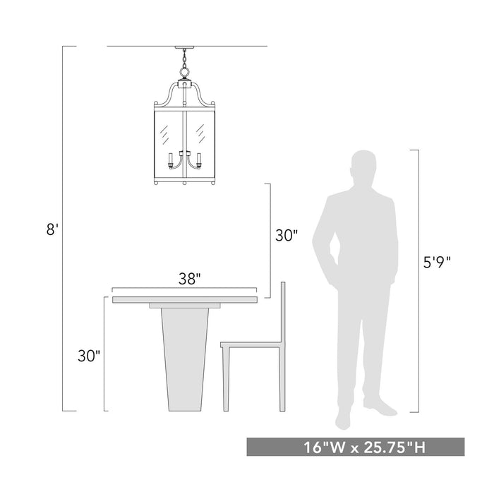 Golden 1157-4P CH Four Light Pendant, Chrome