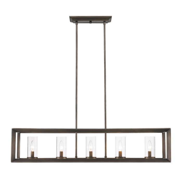 Golden 2073-LP GMT Five Light Linear Pendant, Gunmetal Bronze