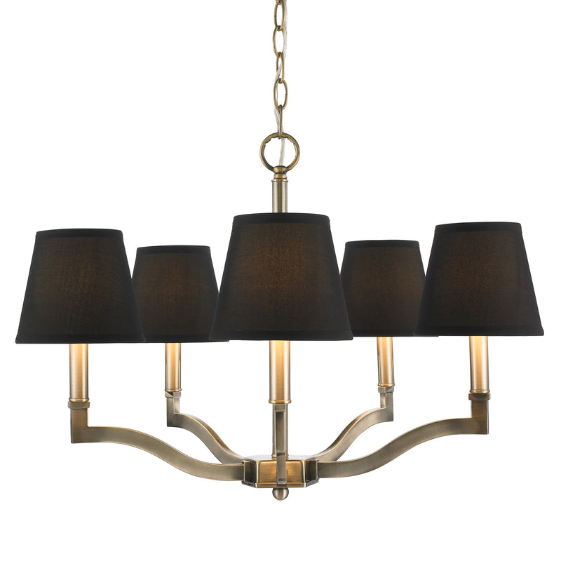 Golden 3500-5 AB-GRM Five Light Chandelier, Aged Brass