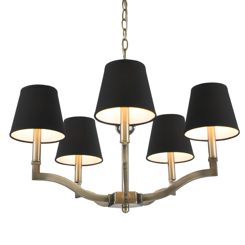Golden 3500-5 AB-GRM Five Light Chandelier, Aged Brass