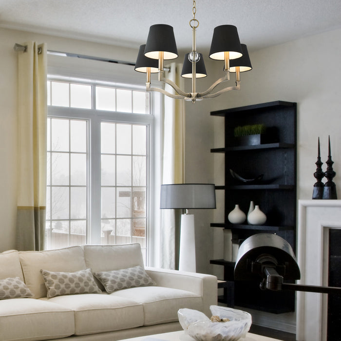 Golden 3500-5 AB-GRM Five Light Chandelier, Aged Brass