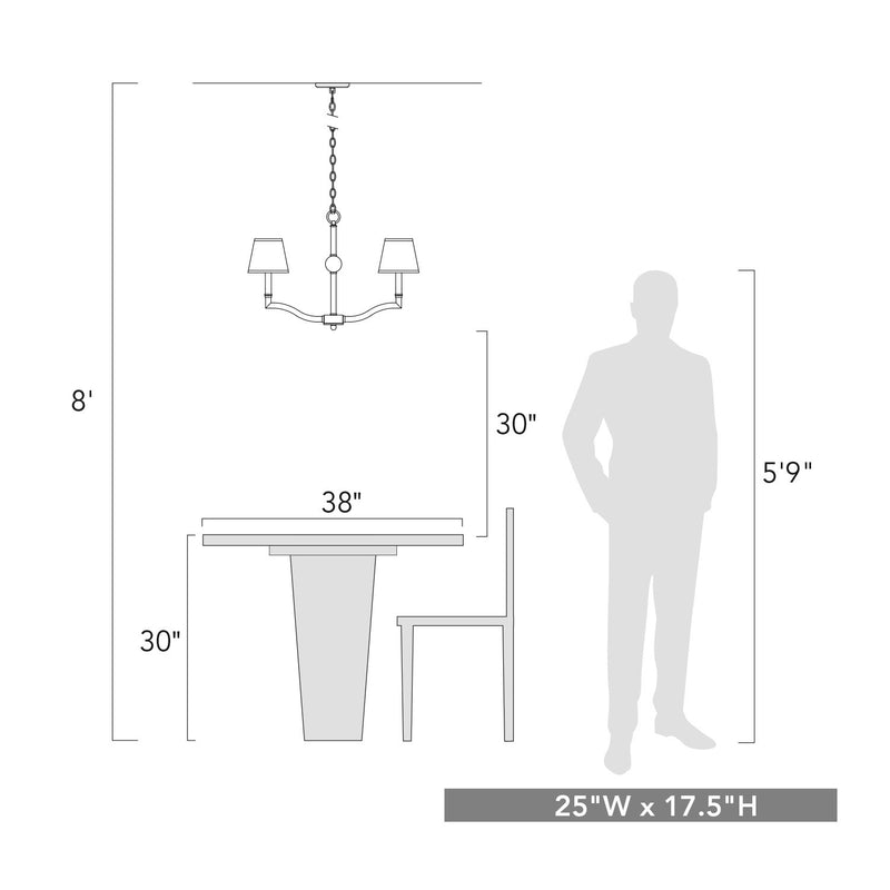 Golden 3500-5 AB-GRM Five Light Chandelier, Aged Brass