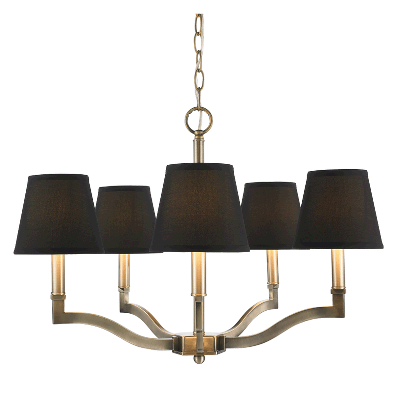 Golden 3500-5 AB-GRM Five Light Chandelier, Aged Brass