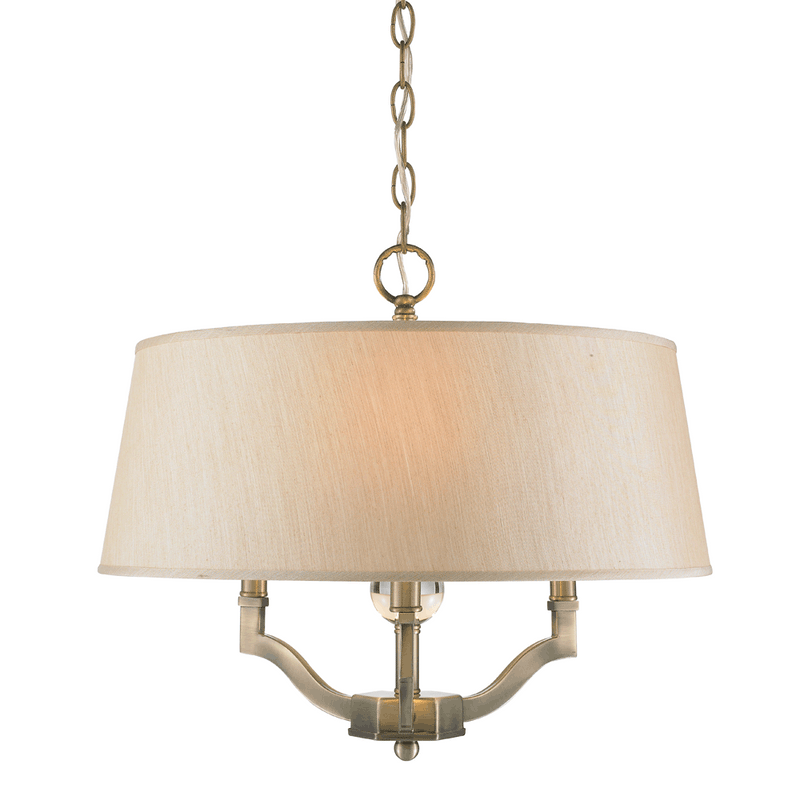 Golden 3500-SF AB-PMT Three Light Semi-Flush Mount, Aged Brass