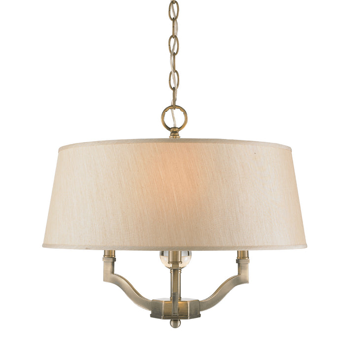Golden 3500-SF AB-PMT Three Light Semi-Flush Mount, Aged Brass