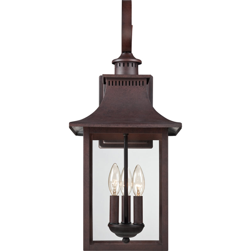 Quoizel CCR8410CU Three Light Outdoor Wall Lantern, Copper Bronze