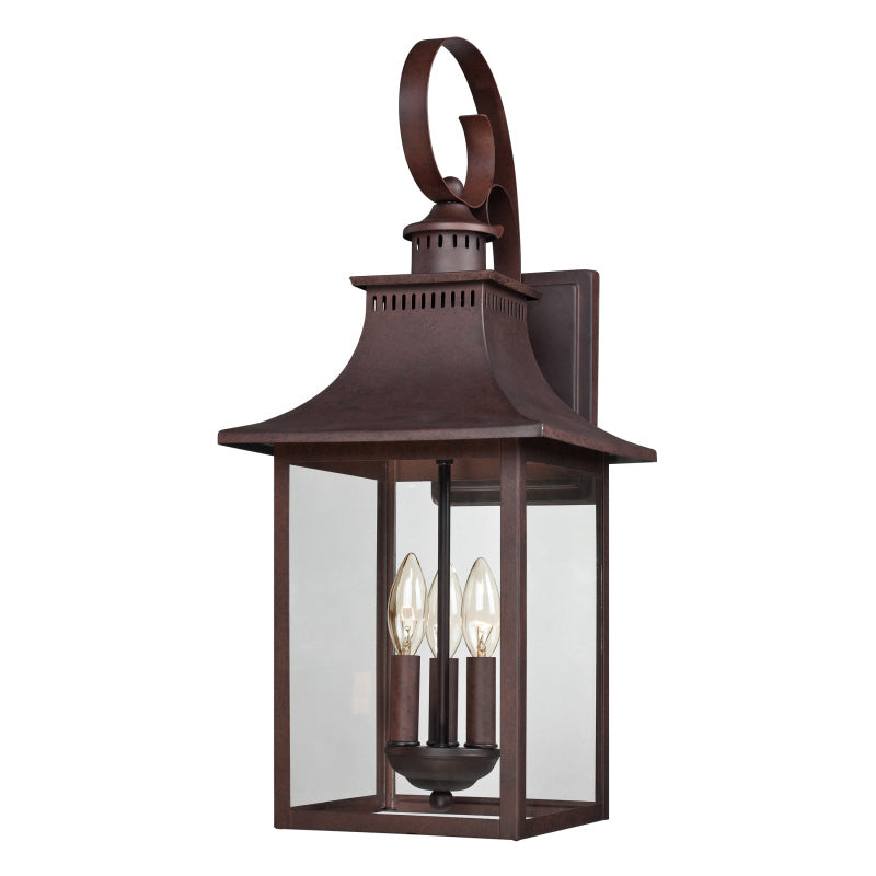 Quoizel CCR8410CU Three Light Outdoor Wall Lantern, Copper Bronze