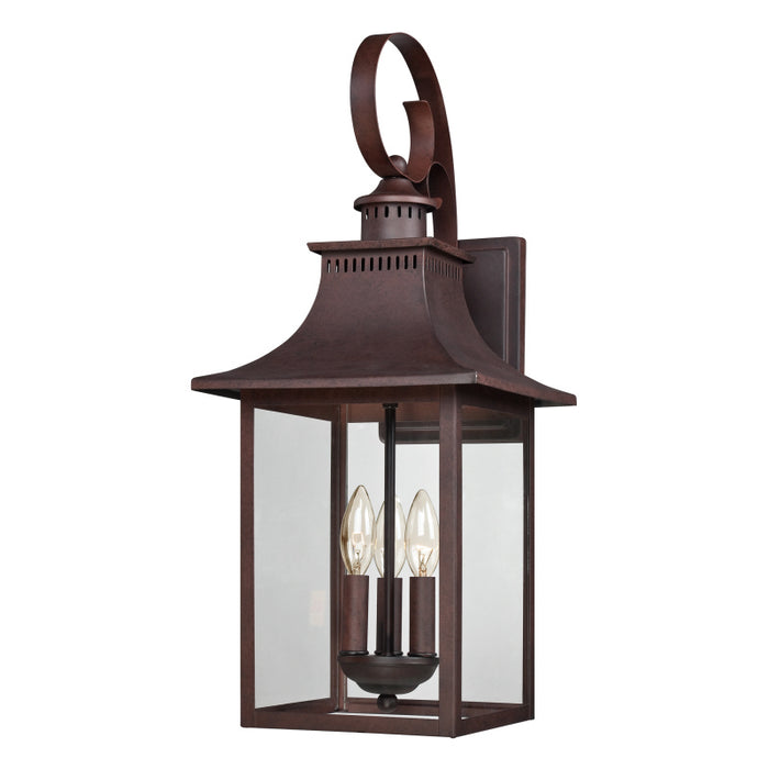 Quoizel CCR8410CU Three Light Outdoor Wall Lantern, Copper Bronze
