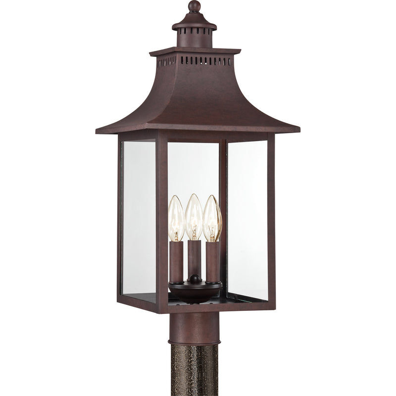 Quoizel CCR9010CU Three Light Outdoor Post Lantern, Copper Bronze