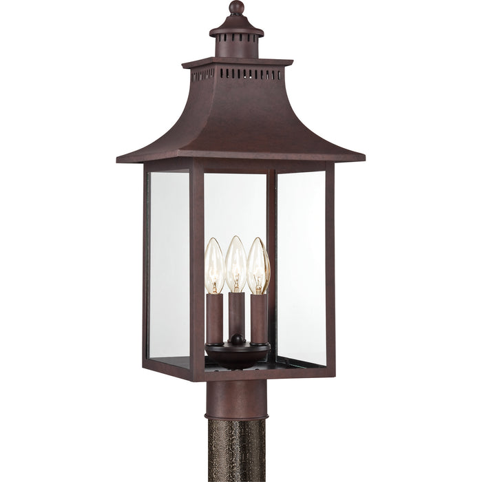 Quoizel CCR9010CU Three Light Outdoor Post Lantern, Copper Bronze