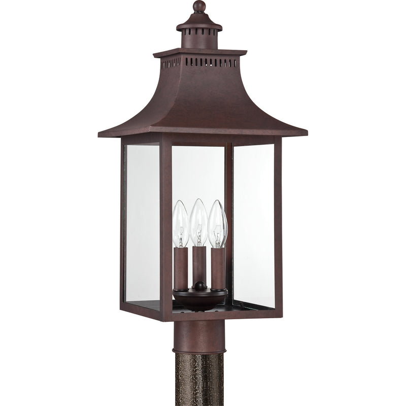 Quoizel CCR9010CU Three Light Outdoor Post Lantern, Copper Bronze