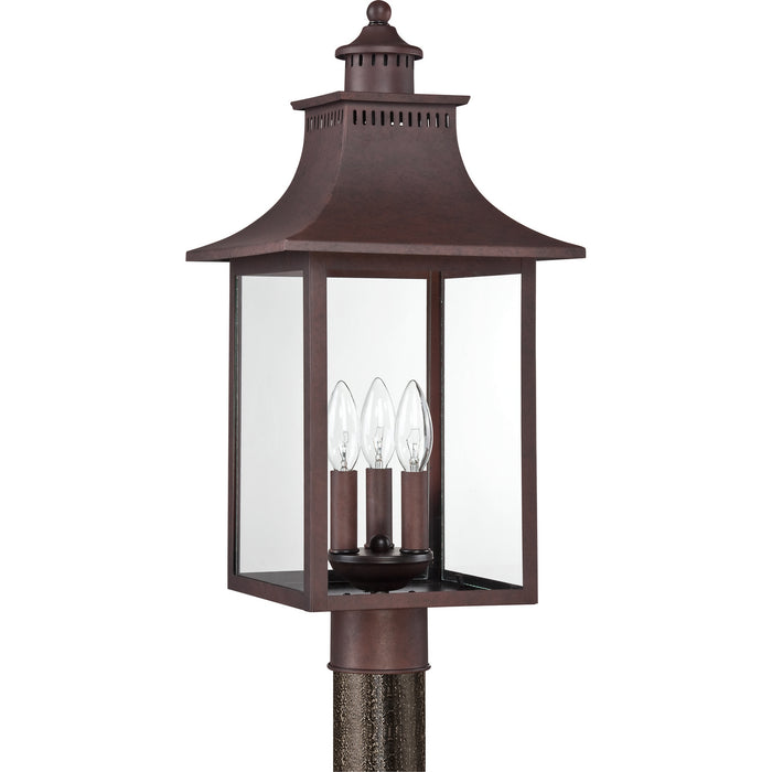 Quoizel CCR9010CU Three Light Outdoor Post Lantern, Copper Bronze