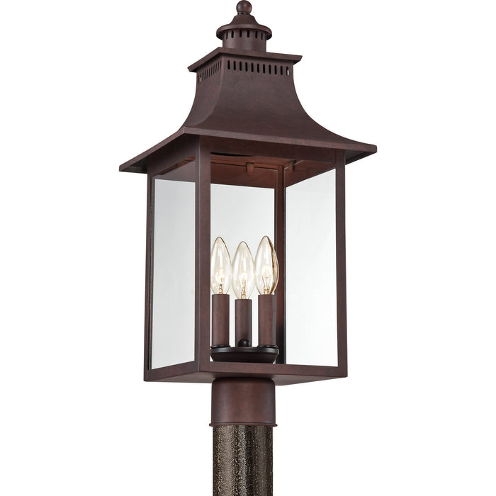 Quoizel CCR9010CU Three Light Outdoor Post Lantern, Copper Bronze