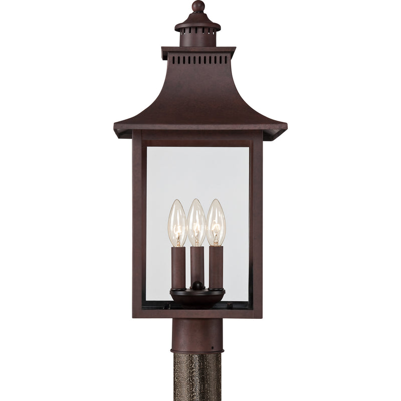 Quoizel CCR9010CU Three Light Outdoor Post Lantern, Copper Bronze